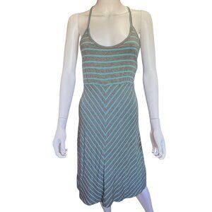 Balance Outdoor Striped Racerback Turquoise Gray Dress Rayon/Polyester Blend XL